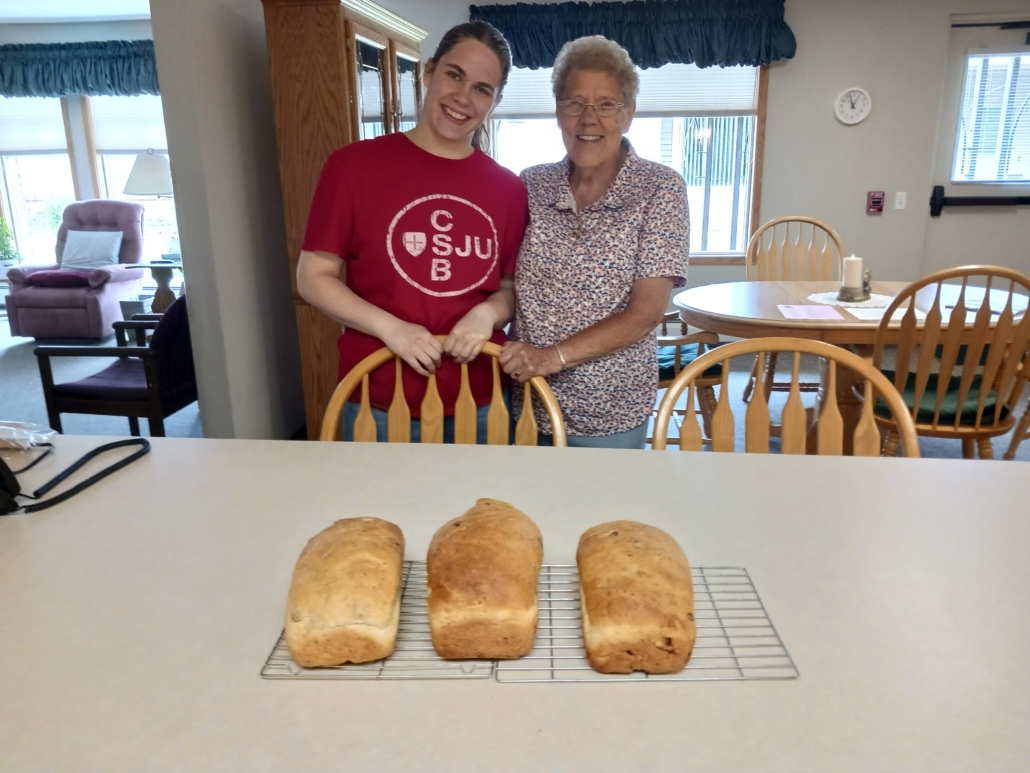 Geraldine Zierden & Benedictine Live-In Volunteer Morgan Terning Baking Bread 6.17.26 - Katherine Kraft